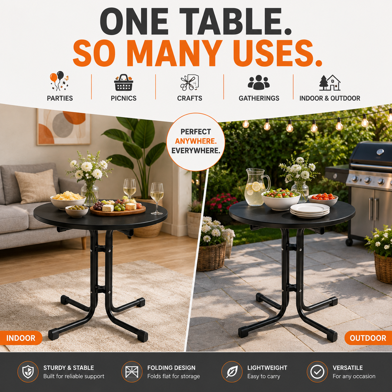 32" Round Folding Belly Bar Table