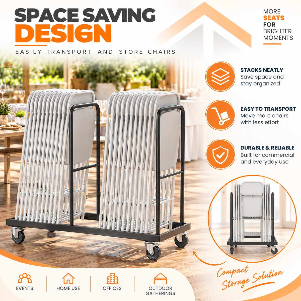 White Folding Chair – Commercial Grade Plastic Folding Chair with Steel Frame