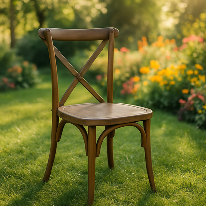 Wood Rustic Cross Back Chair