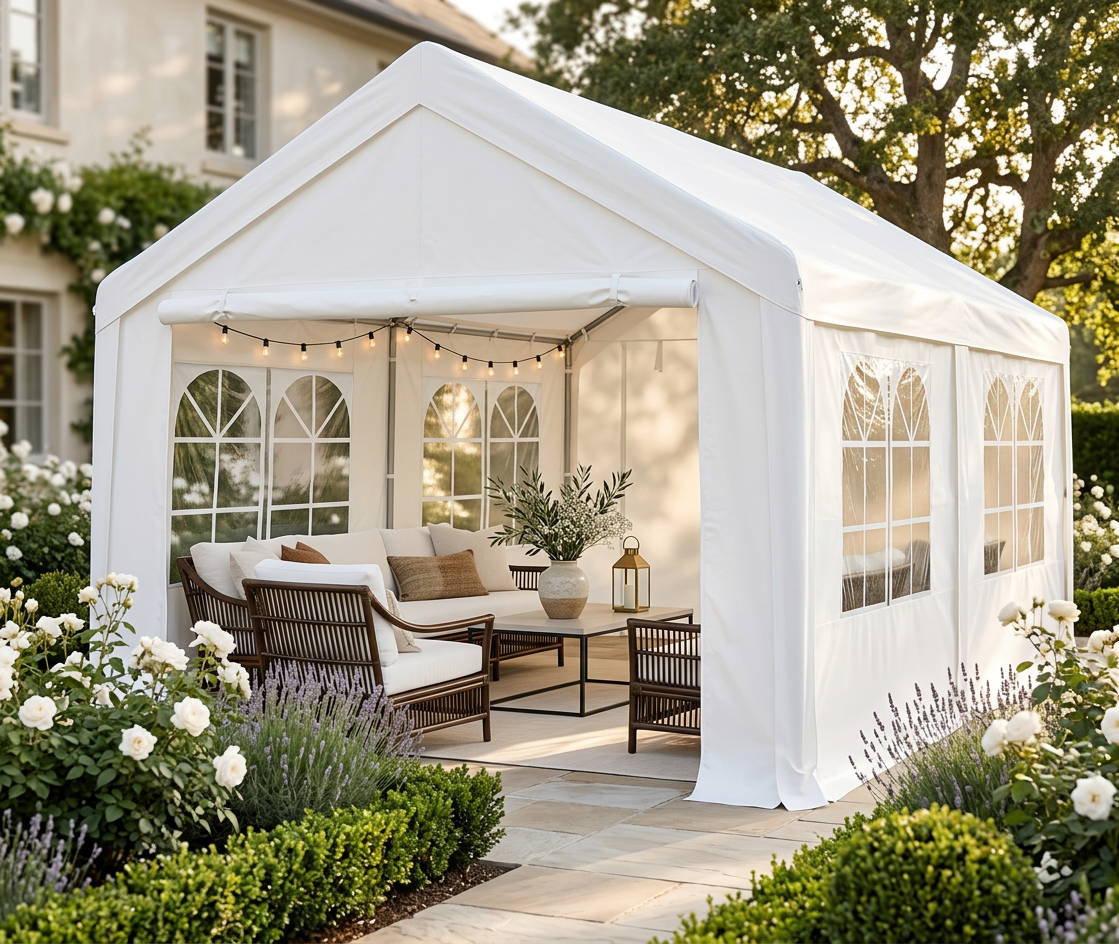 Heavy Duty 10x20 ft Party Tent Canopy – Waterproof Outdoor Gazebo Marquee Shelter with Steel Frame (White)