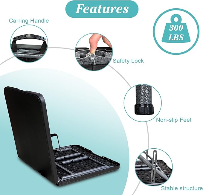 4ft Fold in Half Portable Utility Table - Black