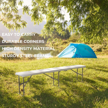 6ft Plastic Folding Bench – White