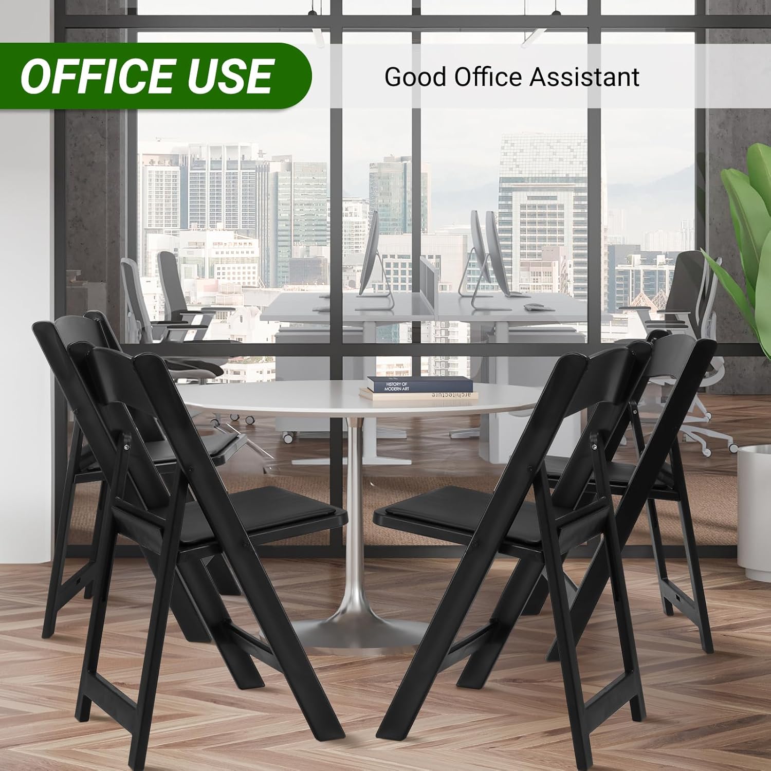 Hercules Series Resin Folding Chair – Black