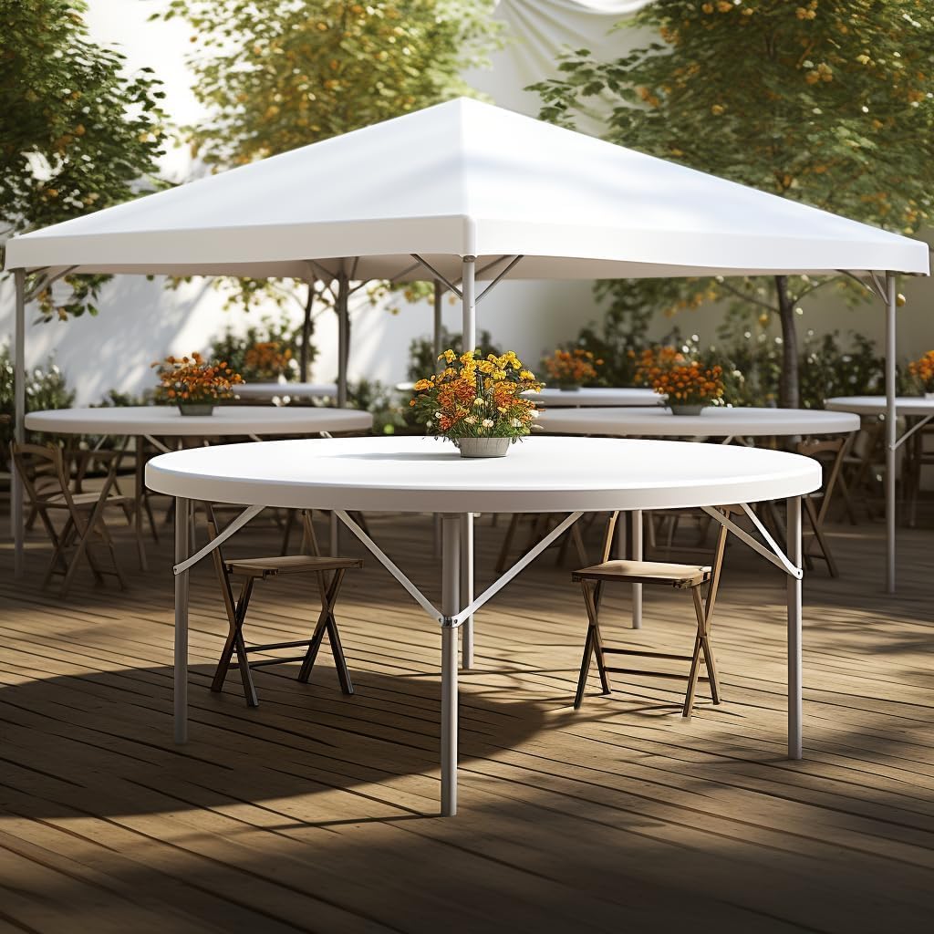 4ft Round Folding Table – White