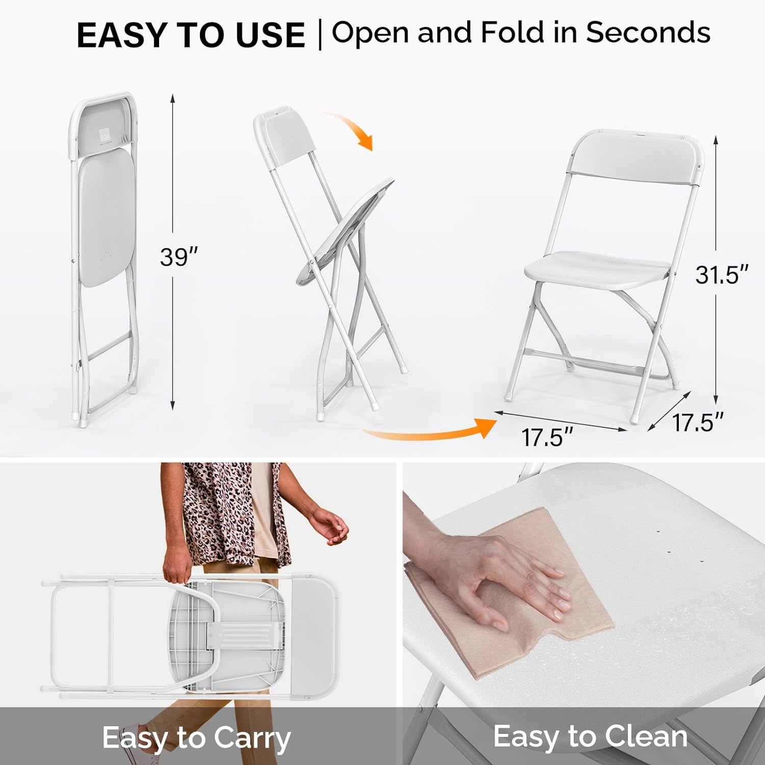 Party Series Plastic Folding Chair – White