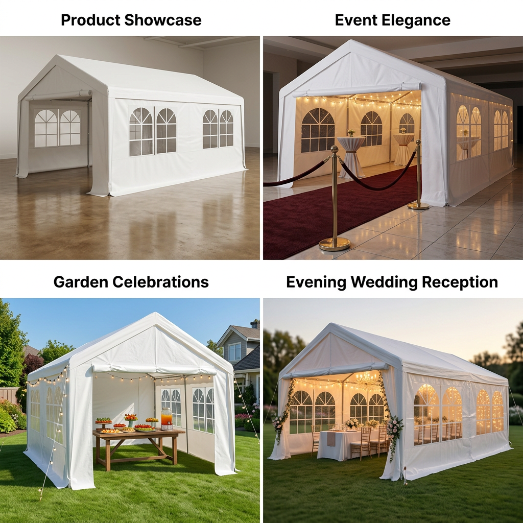 Heavy Duty 10x20 ft Party Tent Canopy – Waterproof Outdoor Gazebo Marquee Shelter with Steel Frame (White)