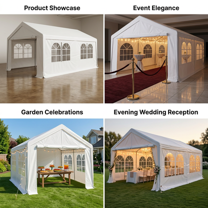 Heavy Duty 10x20 ft Party Tent Canopy – Waterproof Outdoor Gazebo Marquee Shelter with Steel Frame (White)