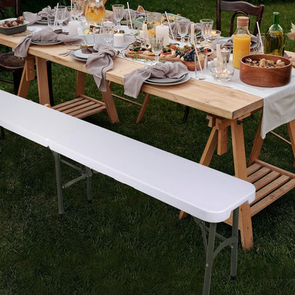 8 ft Plastic Folding Bench – White
