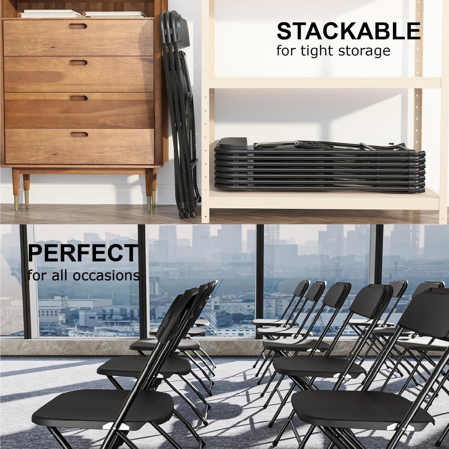 Party Series Plastic Folding Chair – Black