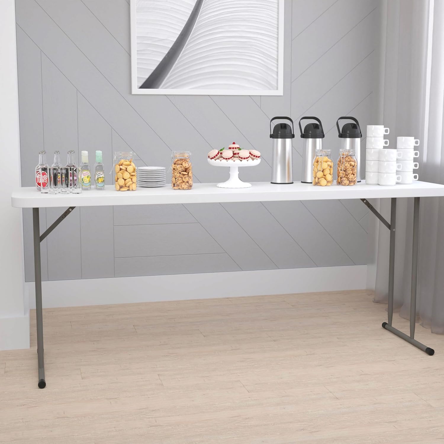 6ft Granite Plastic Folding Serving Table