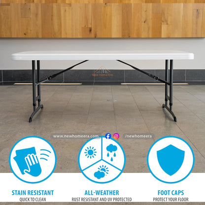 6-Foot Adjustable Height Nesting Table – Commercial Grade, White Granite
