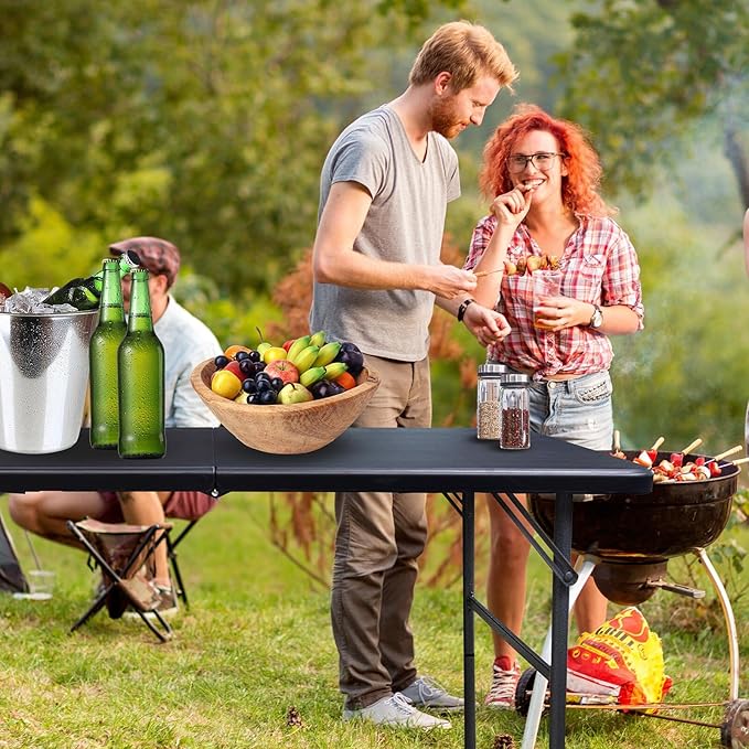 4ft Fold in Half Portable Utility Table - Black