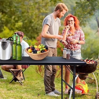 4ft Fold in Half Portable Utility Table - Black