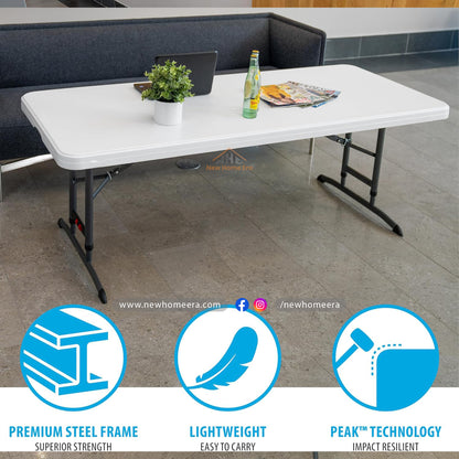 6-Foot Adjustable Height Nesting Table – Commercial Grade, White Granite