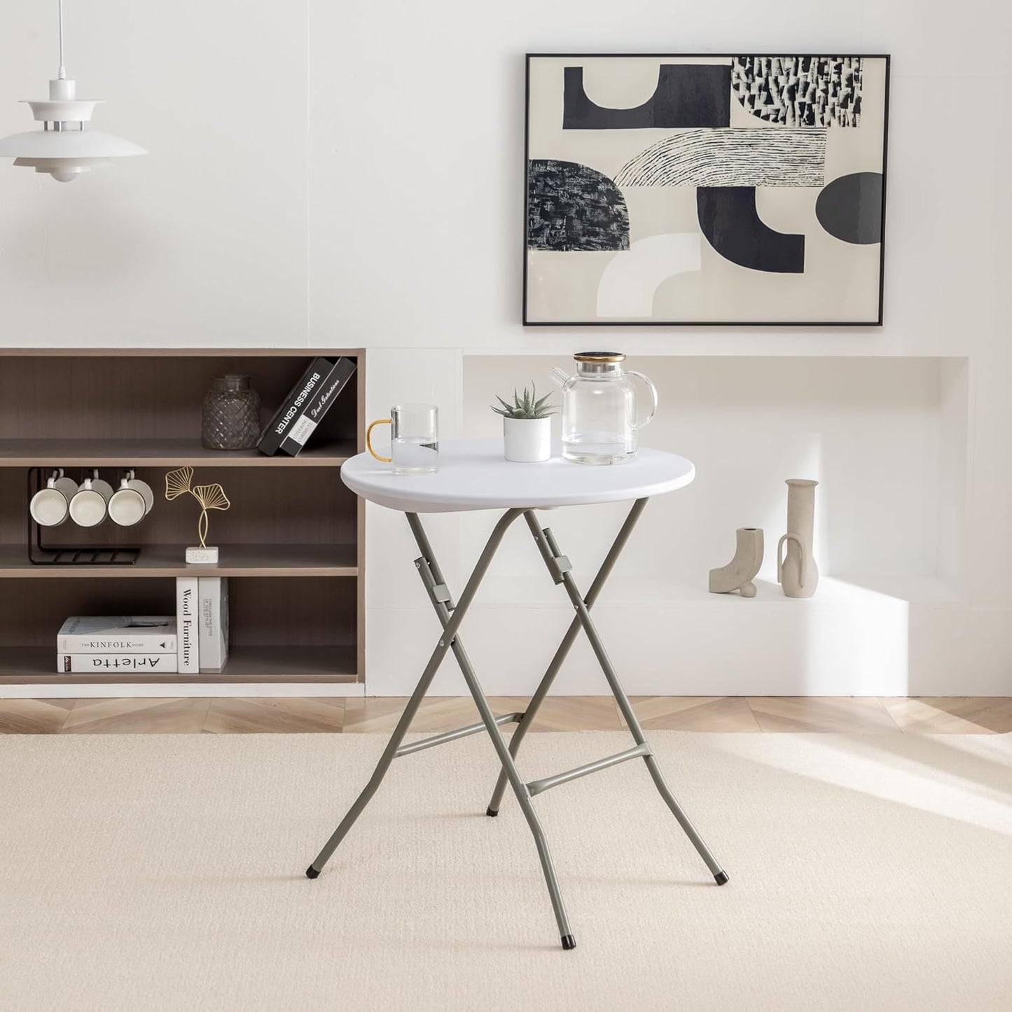 2ft Round Plastic Folding Table – White