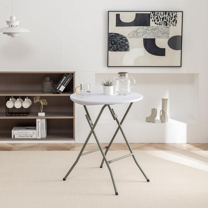 2ft Round Plastic Folding Table – White