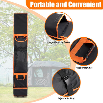 10x10x62in Canopy Bag Replacement, 800D Waterproof Oxford Carrying Bag, for 10x10 Pop Up Tent with Roller Wheels/Handle/Buckle Strap/Pocket for Easy Carrying, Black