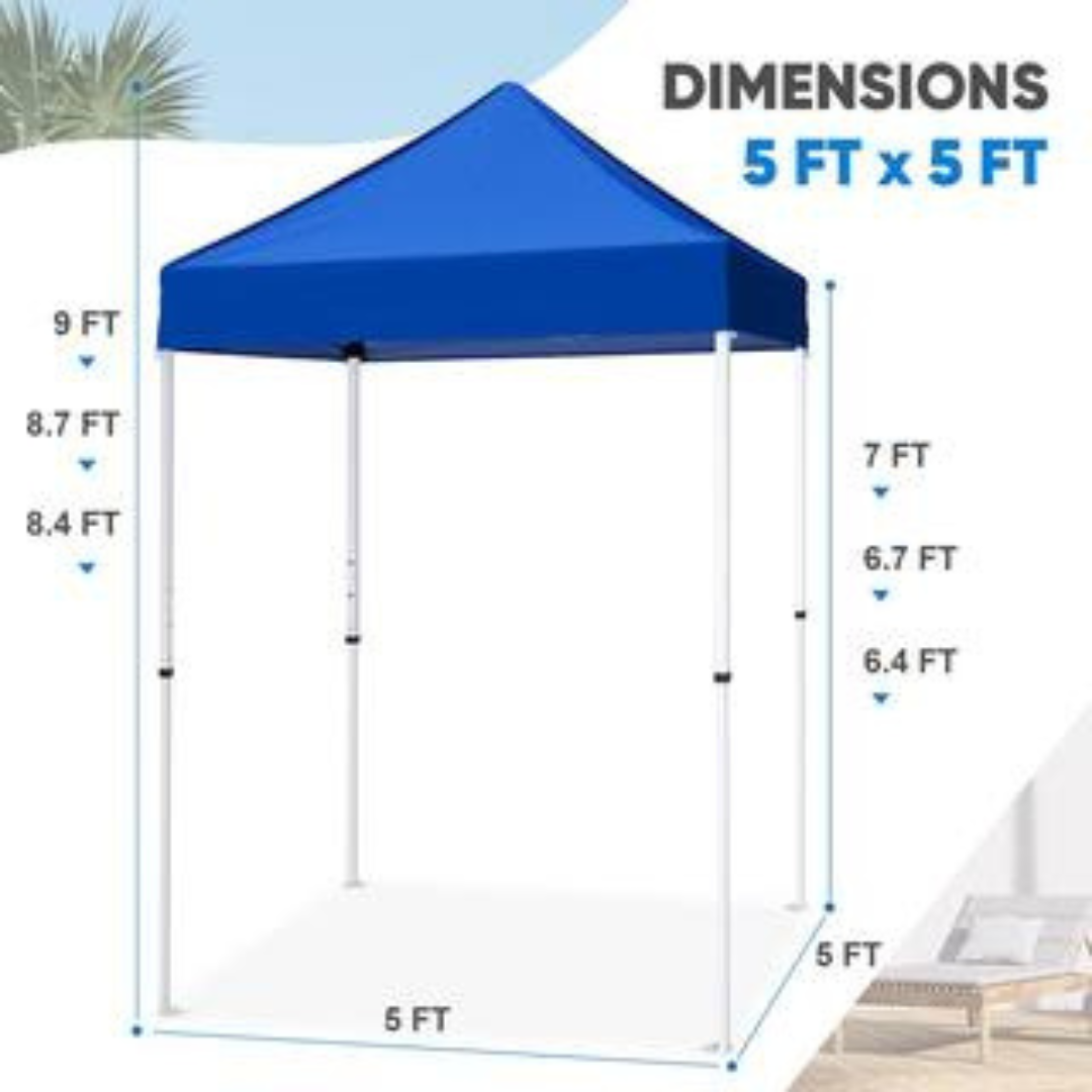 5’x5′ Pop-Up Canopy Tent with White Frame
