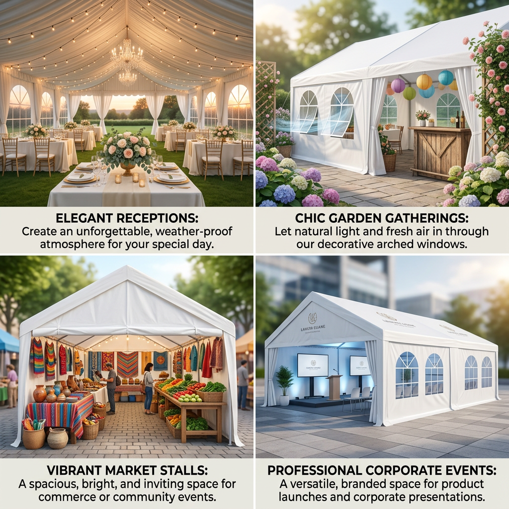 Heavy Duty 10x20 ft Party Tent Canopy – Waterproof Outdoor Gazebo Marquee Shelter with Steel Frame (White)