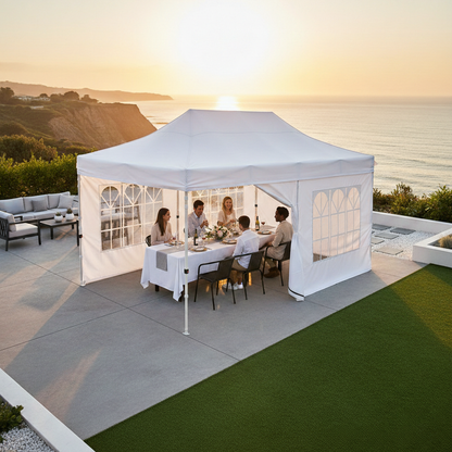 10x20 canopy with 3 side walls and zipper door