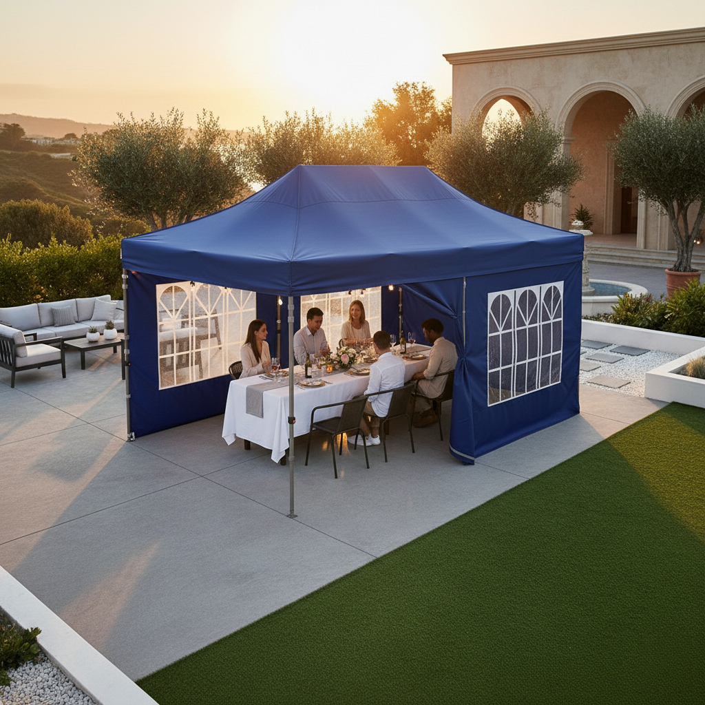 10x20 canopy with 3 side walls and zipper door