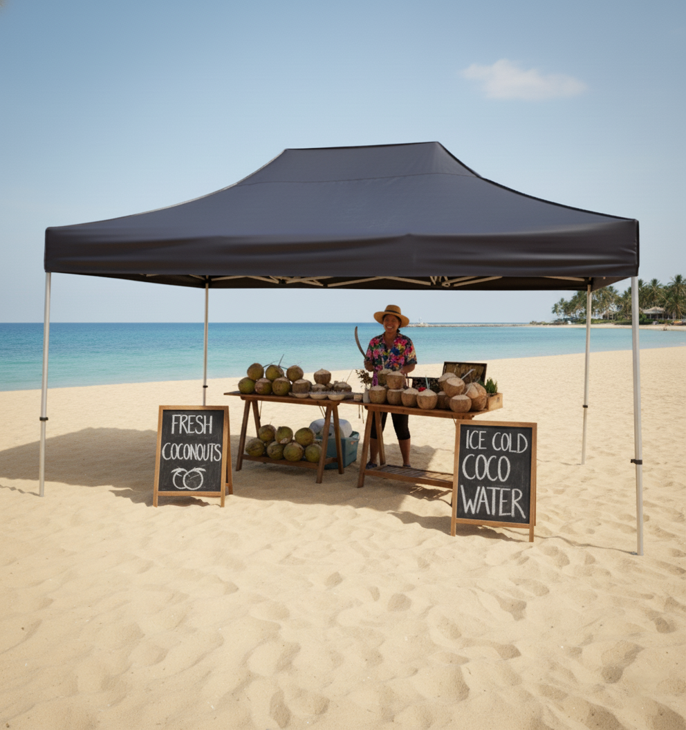 10X15 Feet Canopy Black With Streel/Aluminum Frame