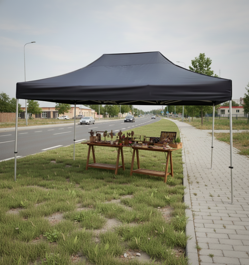 10X15 Feet Canopy Black With Streel/Aluminum Frame