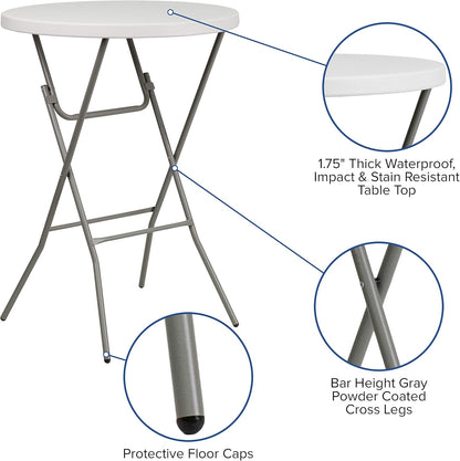 32″ Folding Bar Height Table – White