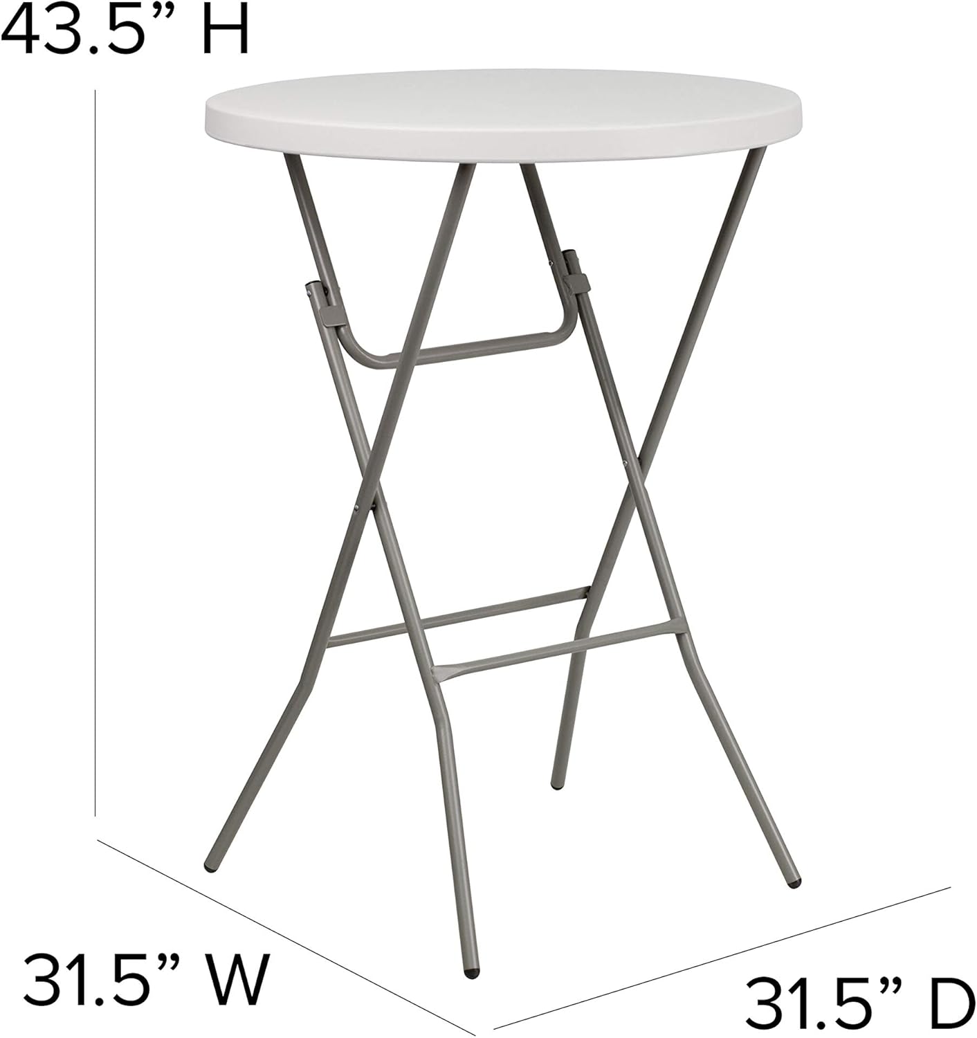 32″ Folding Bar Height Table – White