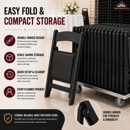 Hercules Series Resin Folding Chair – Black