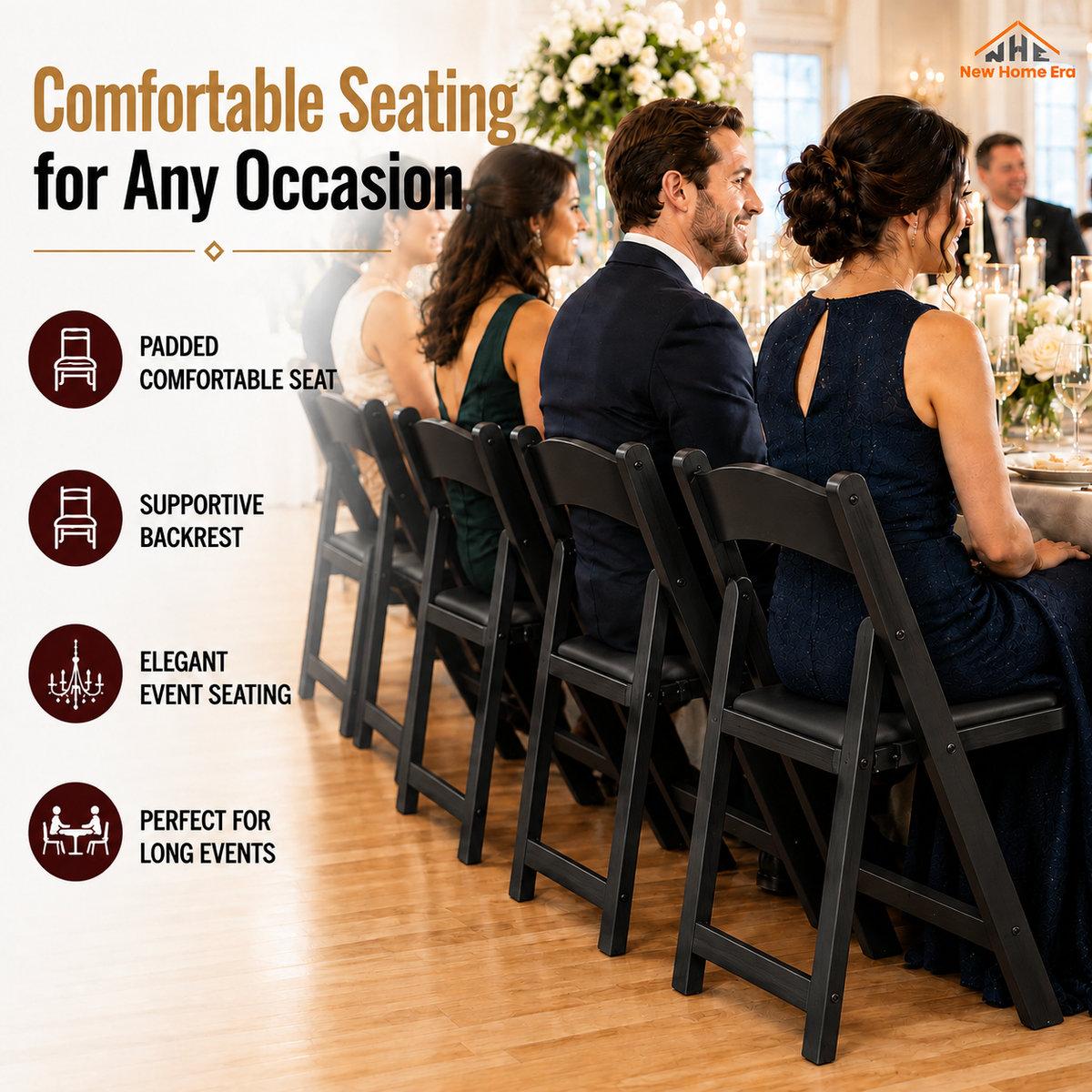 Hercules Series Resin Folding Chair – Black