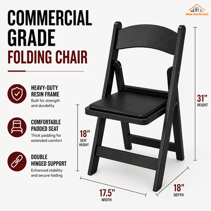Hercules Series Resin Folding Chair – Black