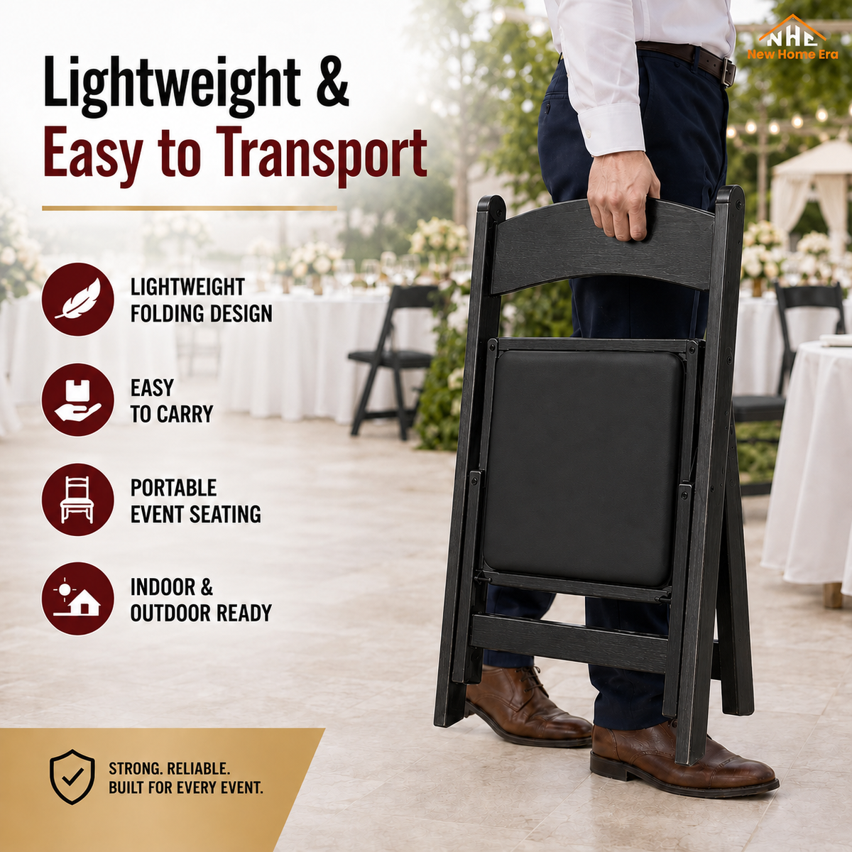 Hercules Series Resin Folding Chair – Black