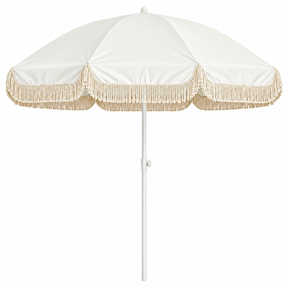 6.5 Feet Outdoor Patio Umbrella with Hanging Hook and Tassel Fringe