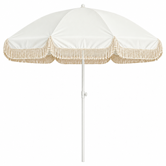 6.5 Feet Outdoor Patio Umbrella with Hanging Hook and Tassel Fringe