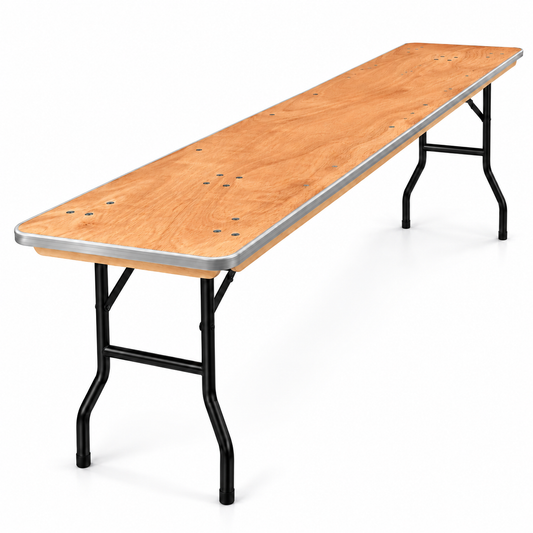6 Feet Wooden Finish Rectangular Table with Metal Edge – 72 x 18.1 x 29.9 Inches