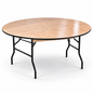 5 Feet Round Folding Table – Round Table with Wooden Finish Top and Black Rubber Edge, 29.9" High