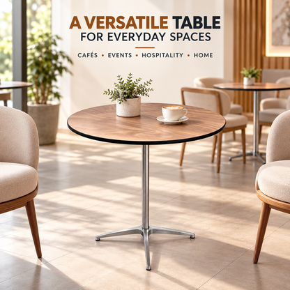 3 Feet Round Cocktail Table with Metal Pedestal Base, 2.5 Feet Height