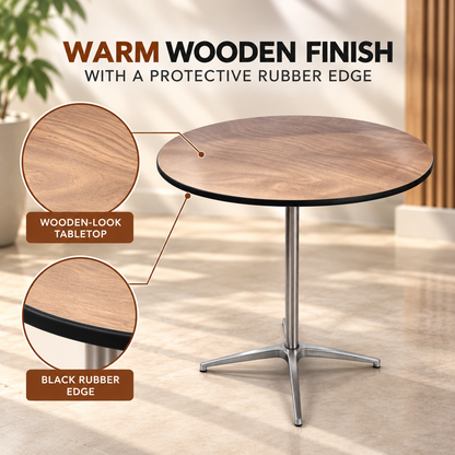 3 Feet Round Cocktail Table with Metal Pedestal Base, 2.5 Feet Height