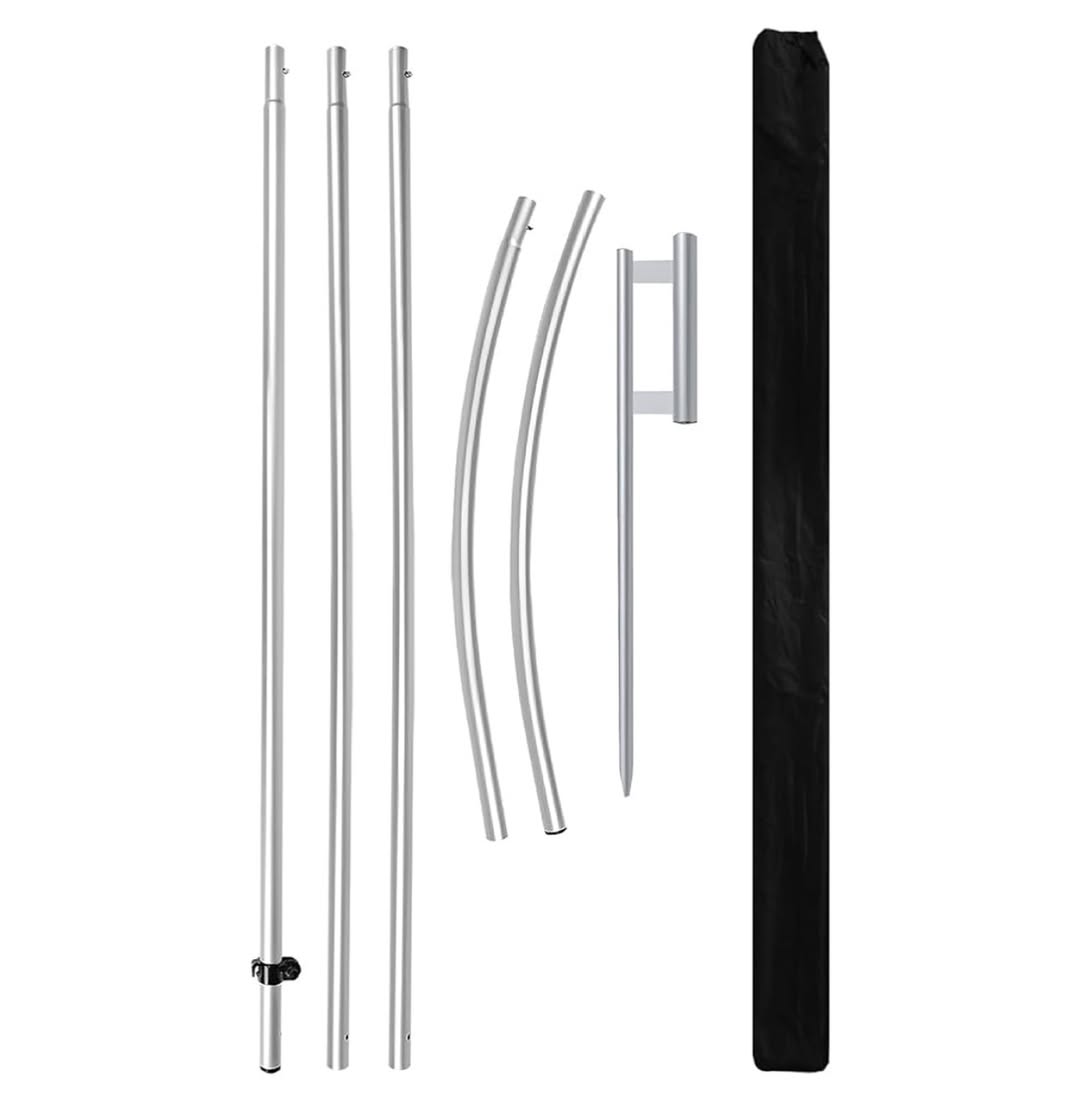 15FT Tall Aluminum Feather Flag Pole Kit (Flag not Included)