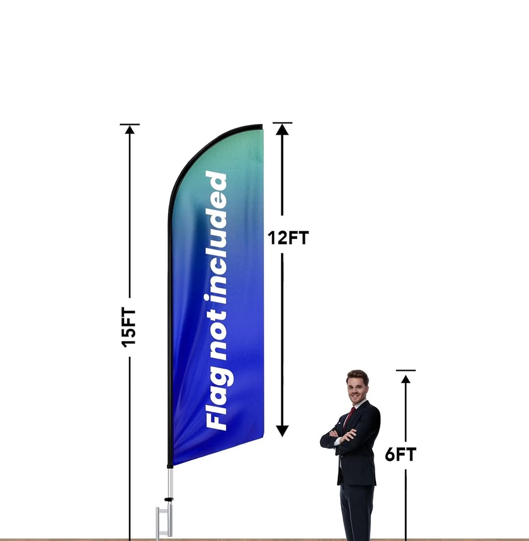 15FT Tall Aluminum Feather Flag Pole Kit (Flag not Included)