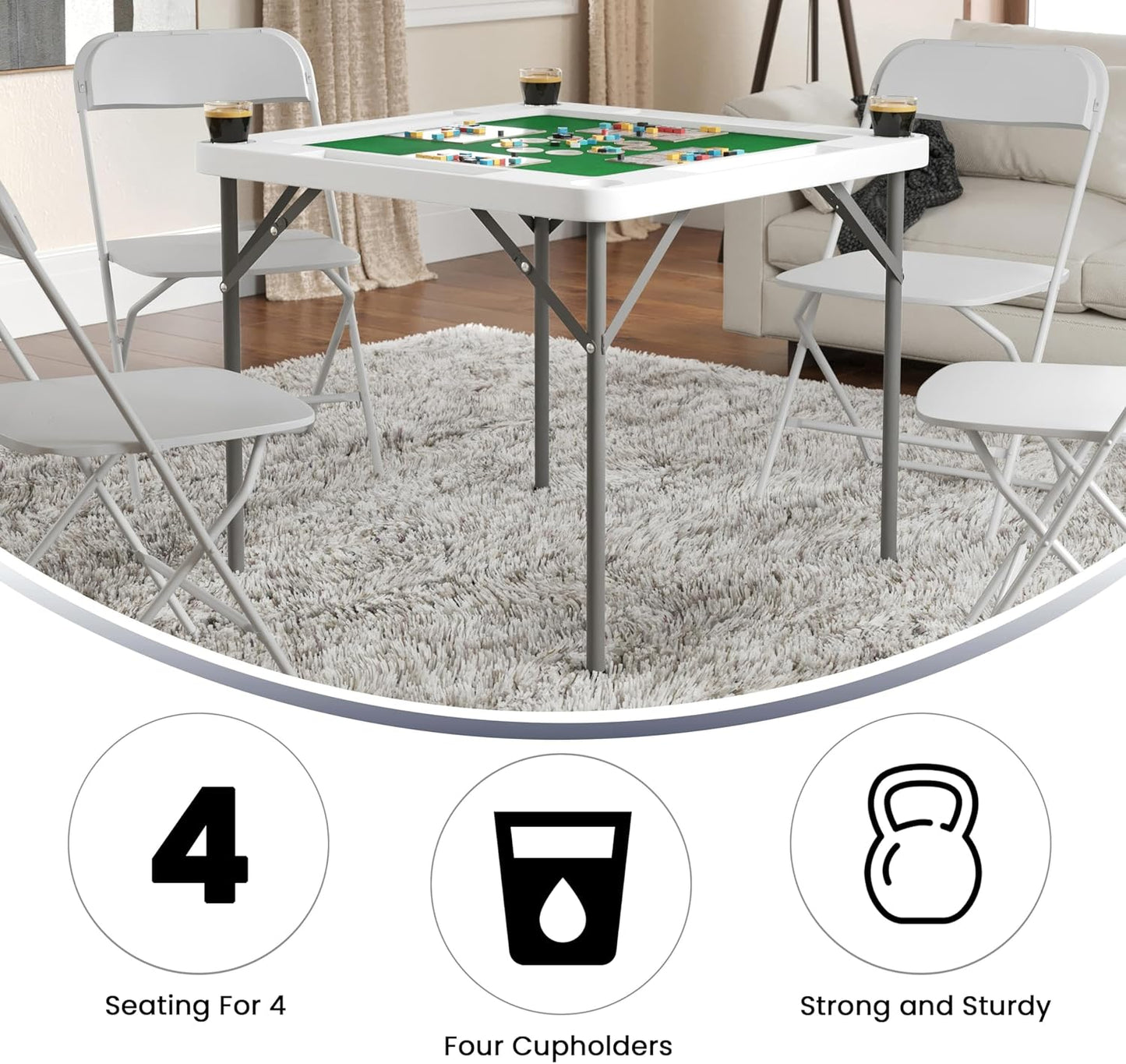 34.5″ Square Folding Card Game Table