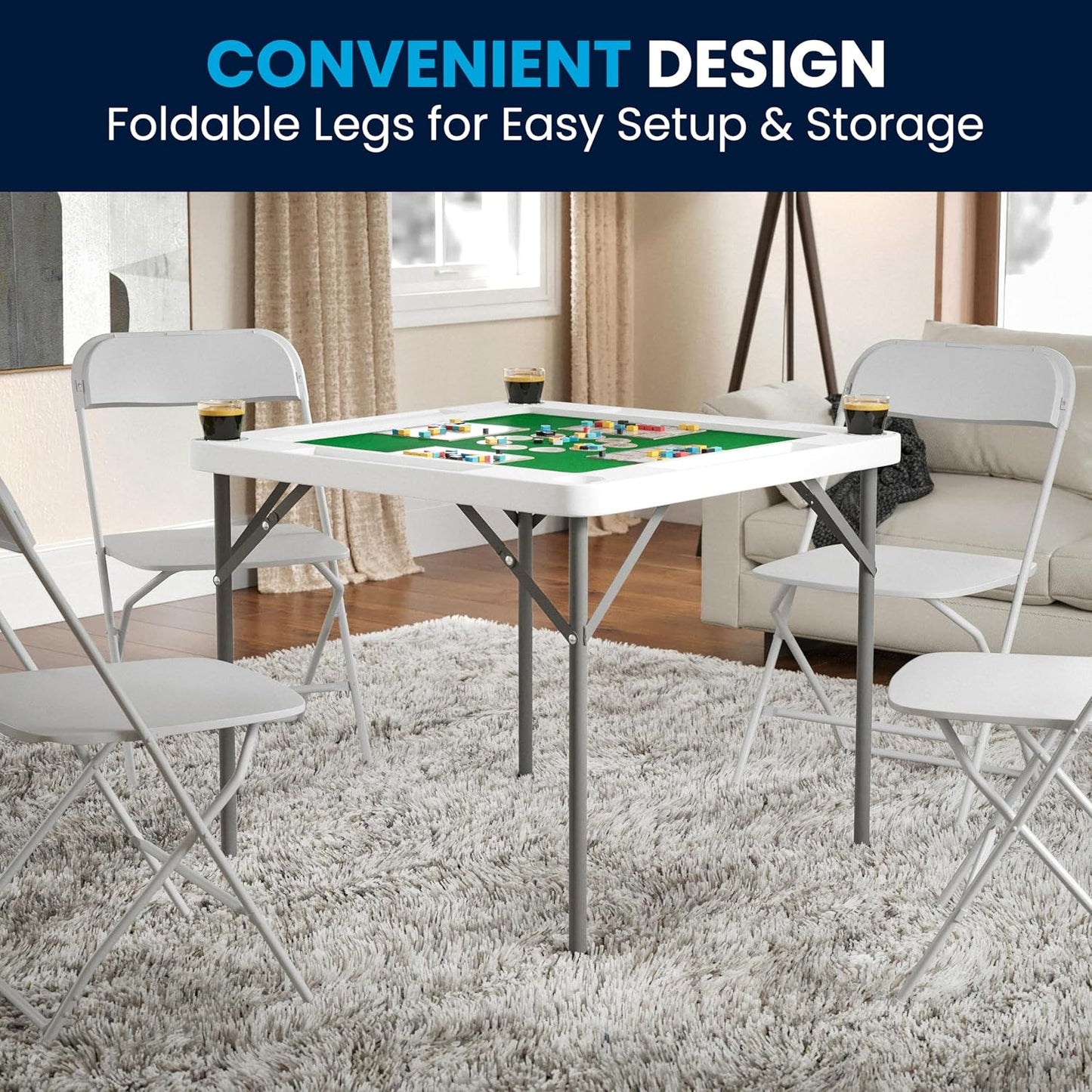 34.5″ Square Folding Card Game Table