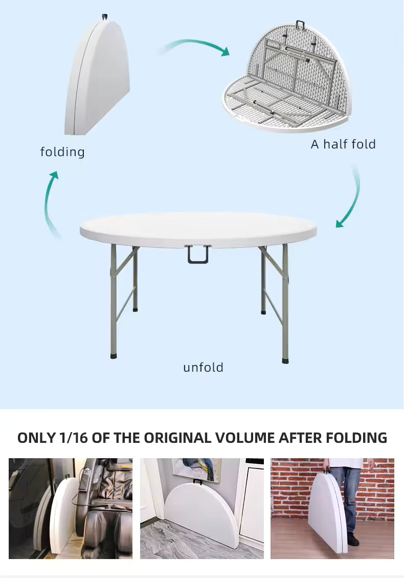 6 Feet Round Non-Folding Table – White