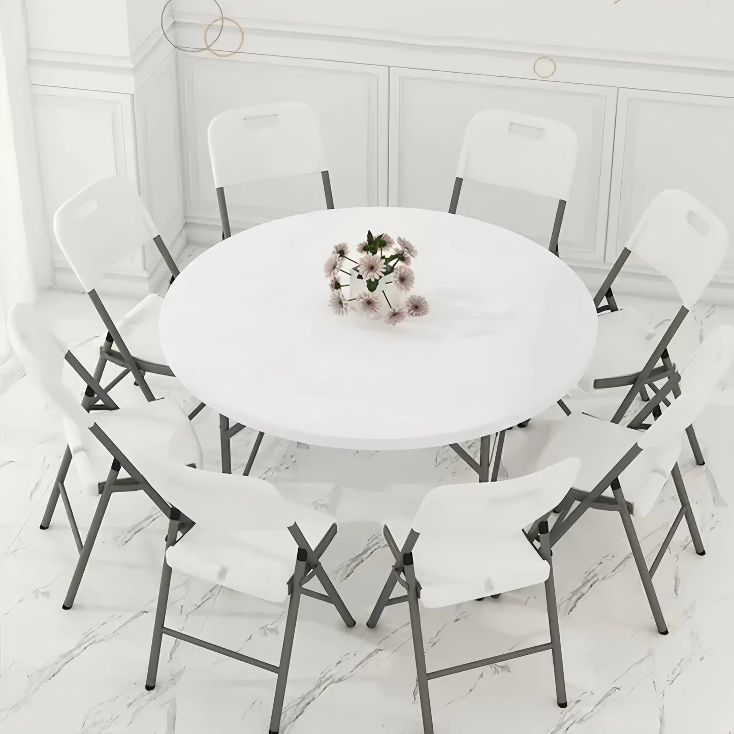 6 Feet Round Non-Folding Table – White