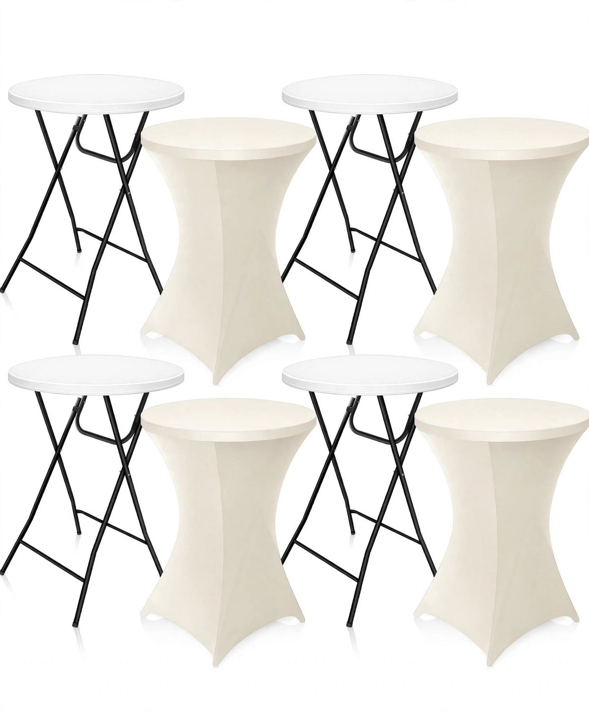 4 bar tables 32 inch and 4 table cover spandex bundle package deal