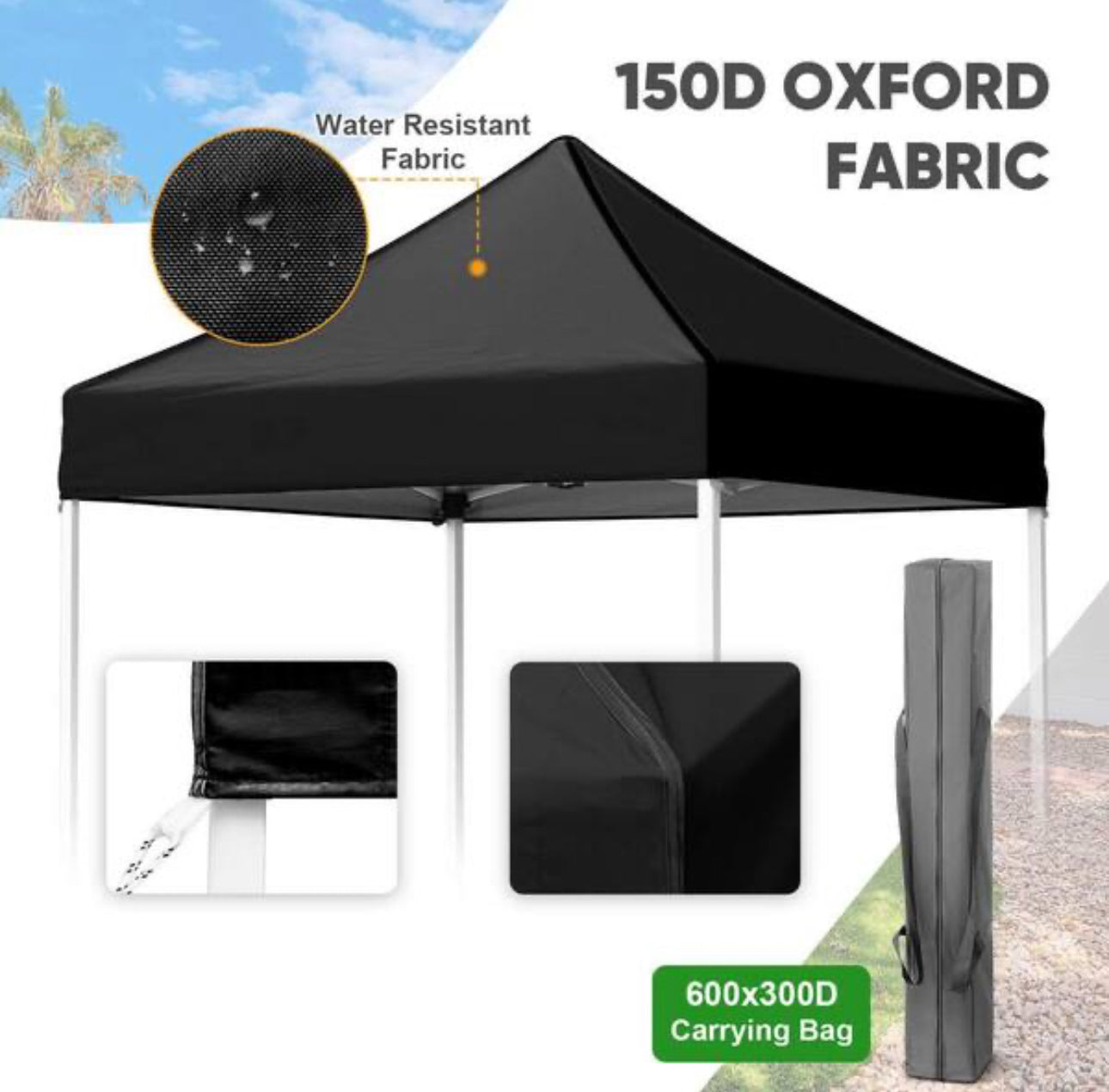 6.5’x6.5′ Pop-60.00Up Canopy Tent with White Frame