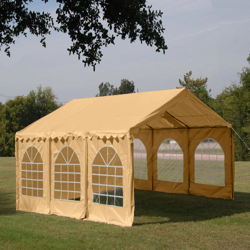 20×20 Ft Heavy-Duty Outdoor Canopy Tent with Windows – Beige