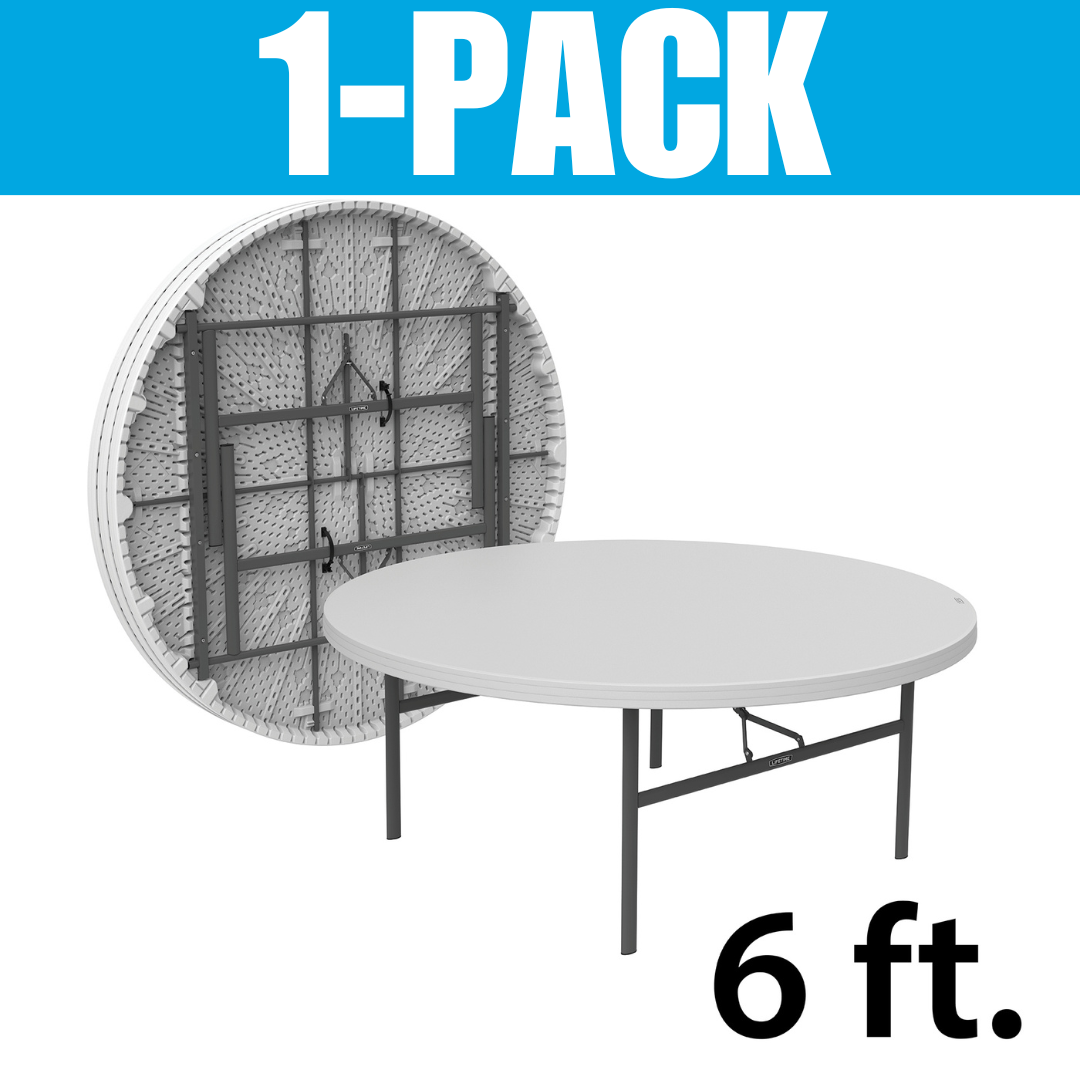 6 Feet Round Non-Folding Table – White