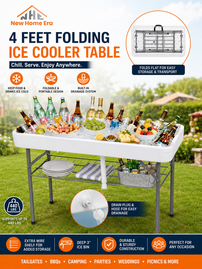 4FT Folding Ice Cooler Table